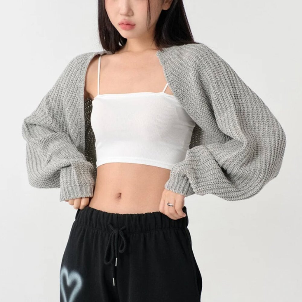 Lewkin Grey Knit Bolero Shrug